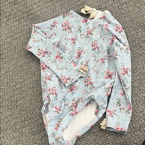 Floral Blue Kids Swim Rashguard